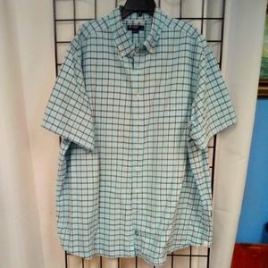 Daniel Cremieux  Classics Men's 4XT Blue White Plaid Short Sleeve Button Up